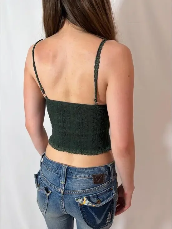 Forest Green Edikted Sweetheart Cropped Cami - Picture 4 of 8